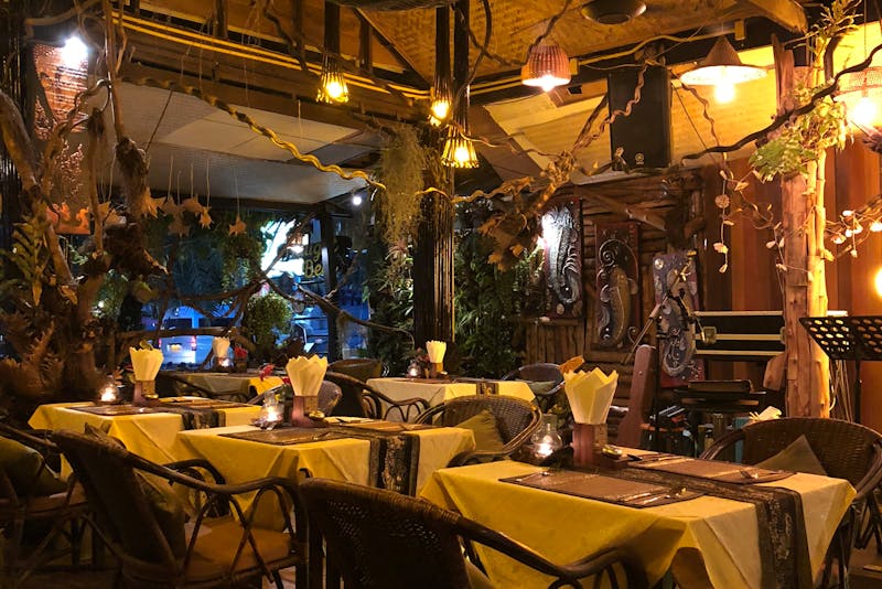 a warm restaurant ambiance